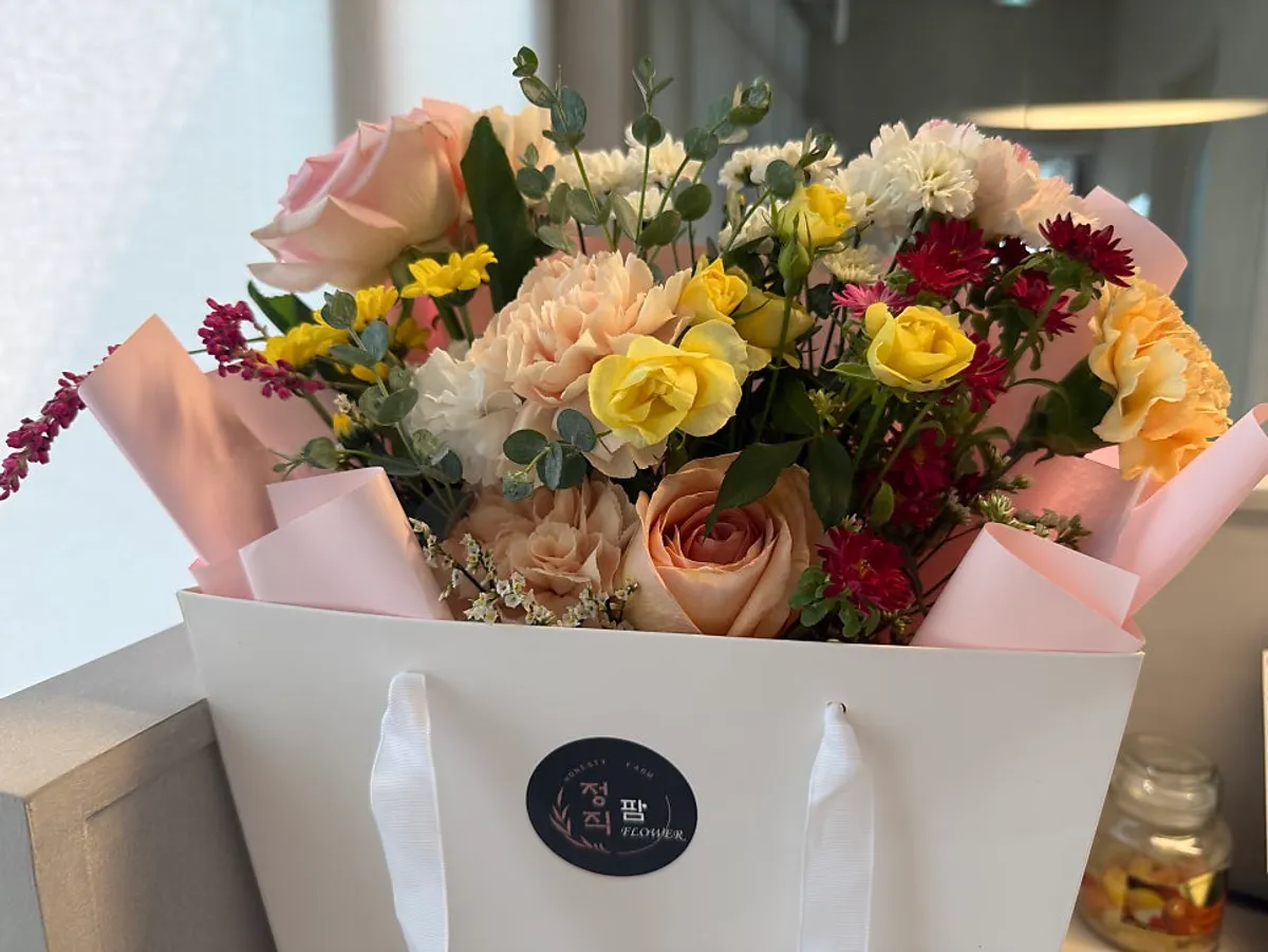 Birthday bouquet arranged in bright colors