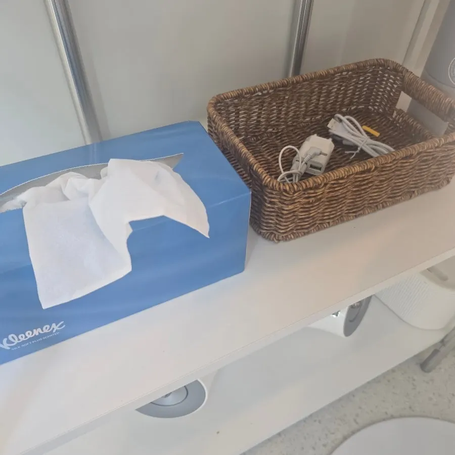 Phone charging space available during treatment