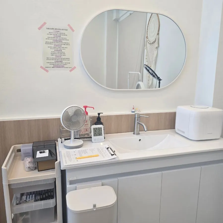 Handwashing area inside the shop