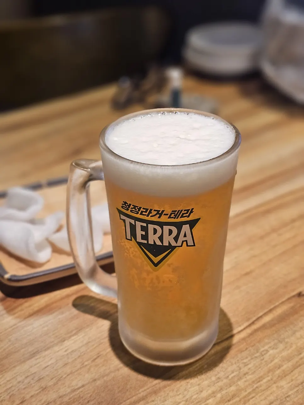 Draft beer served in a chilled glass
