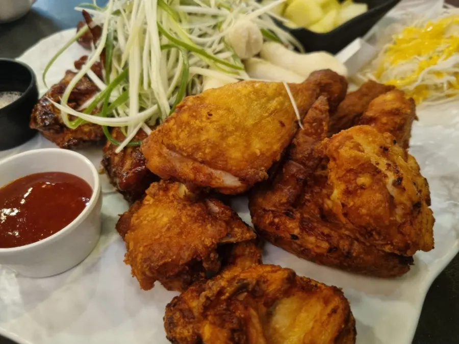Freshly served fried chicken