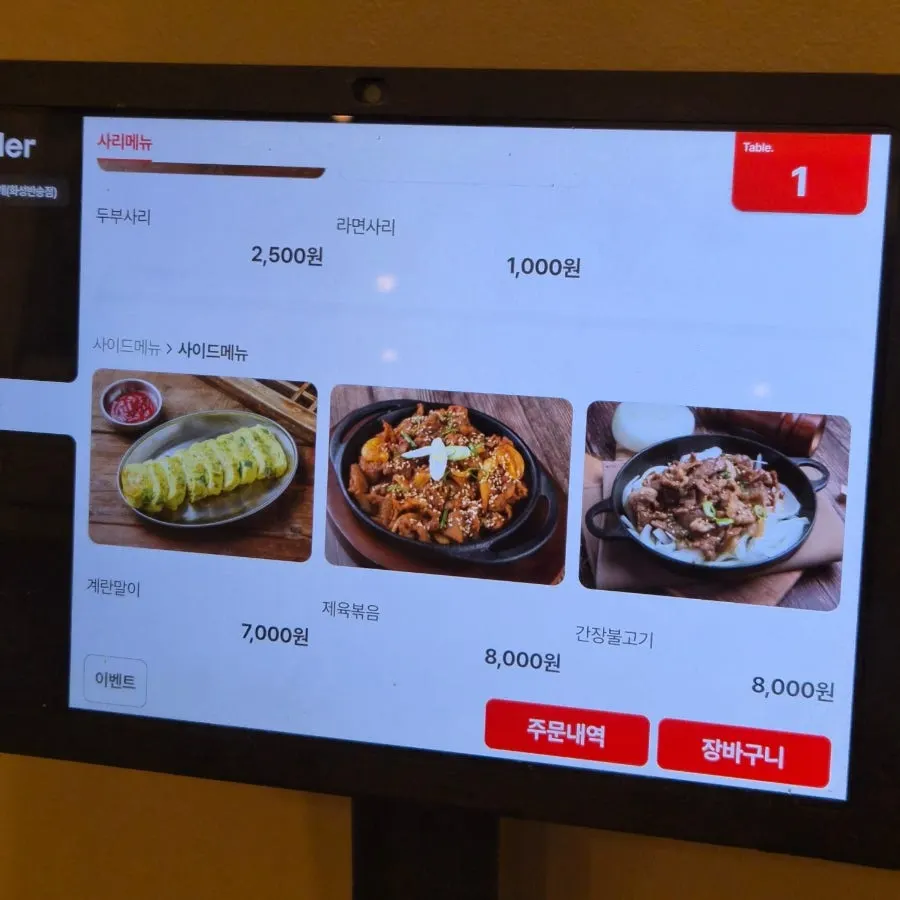 Side dish price list