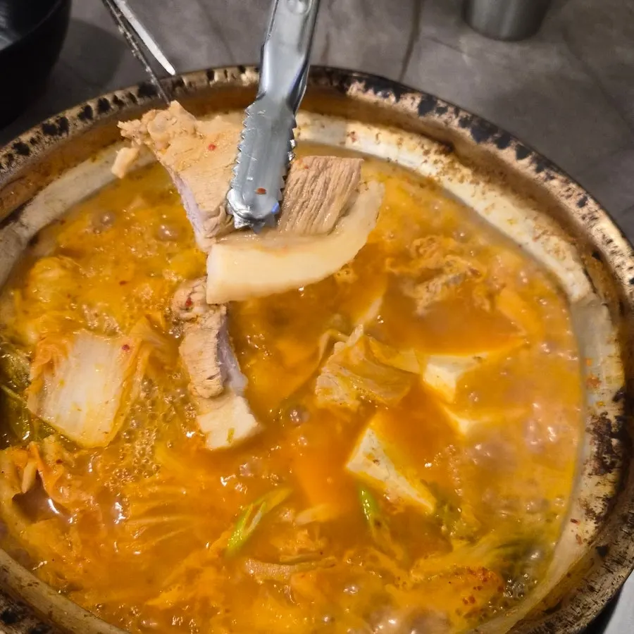 Kimchi jjigae broth simmering