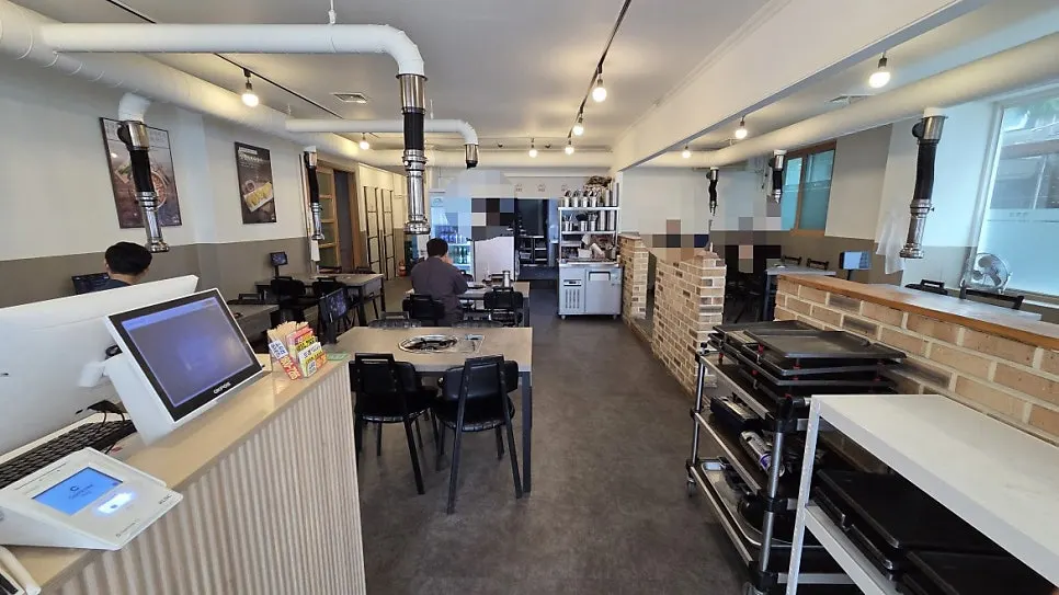 Restaurant interior with widely spaced tables