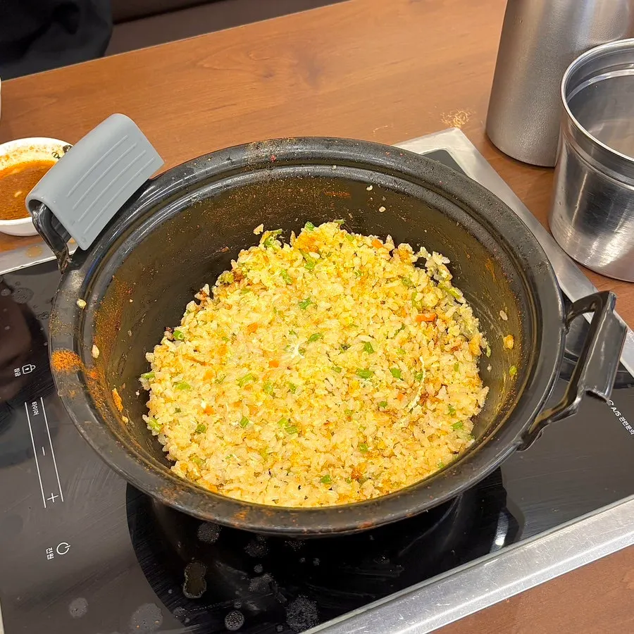 Egg fried rice cooked to order from the kitchen