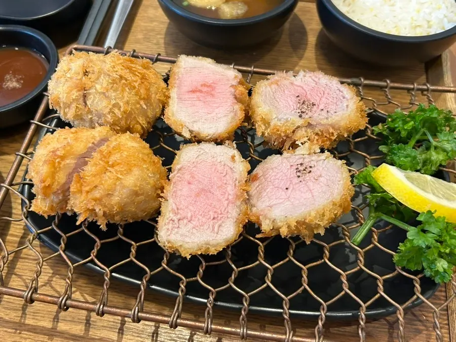 Plated Kkot Gatsu tenderloin cutlet