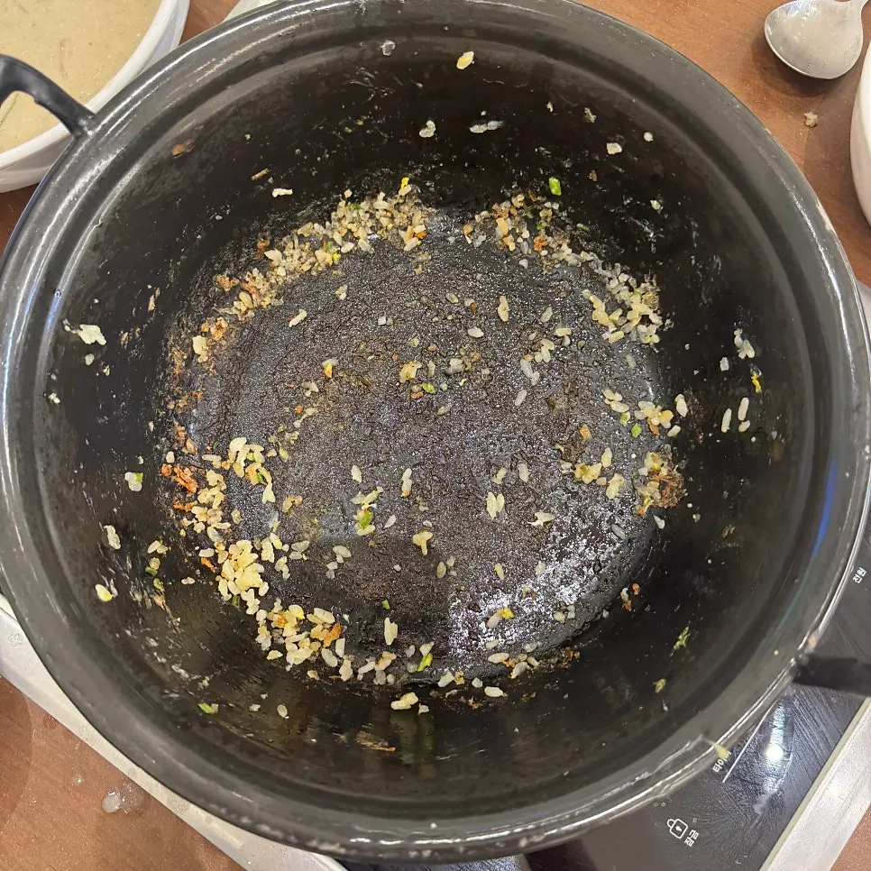Finished fried rice cooked in the leftover broth