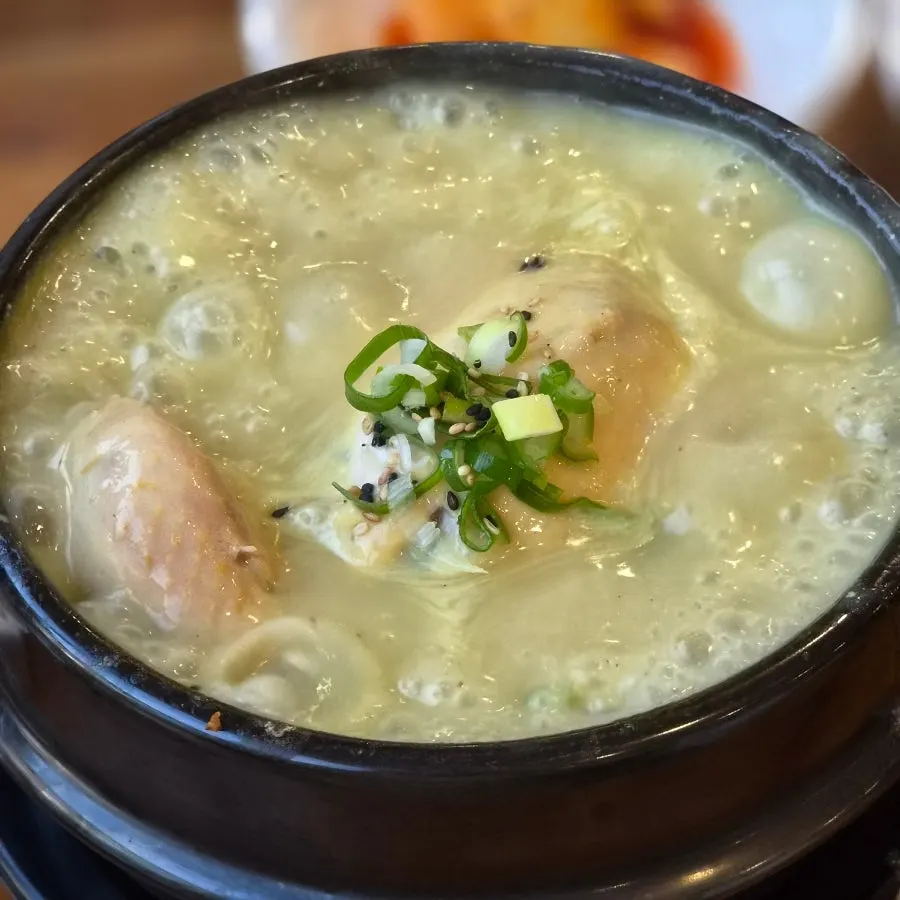 Dream Samgyetang bubbling in a stone pot