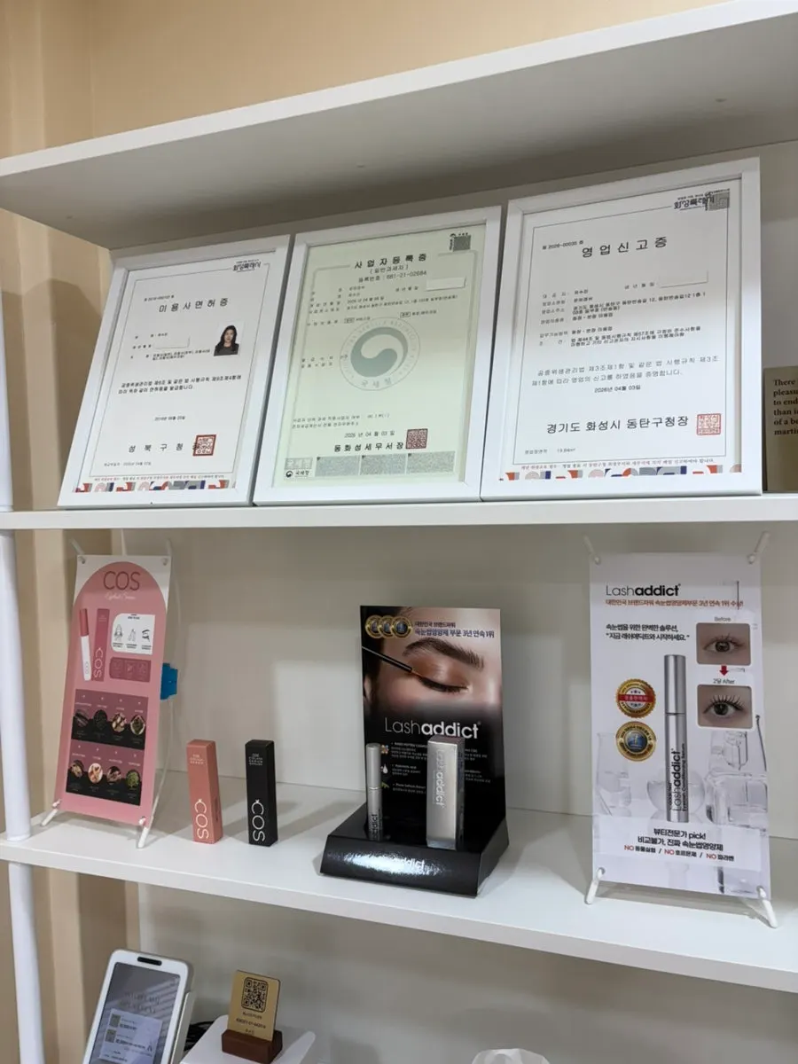 Business registration and business report certificate on the wall