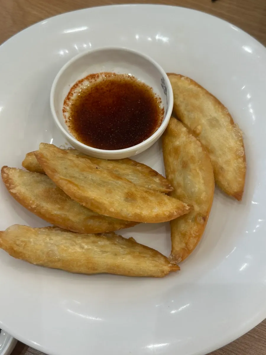 Plate of complimentary fried dumplings