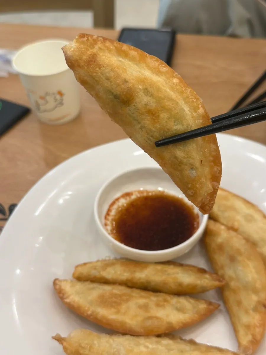 Freshly fried, piping hot dumplings