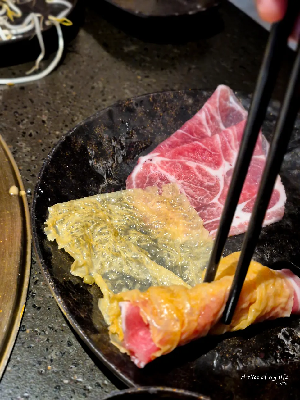 Hotpot meat generously dipped in sauce