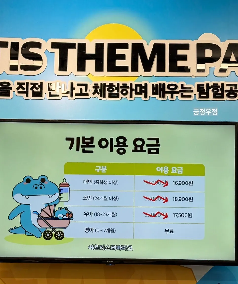 Pricing information board at Artis Theme Park