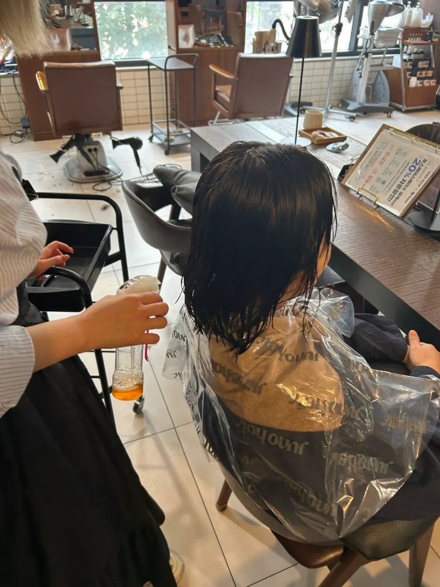 Applying the straightening solution after the cut