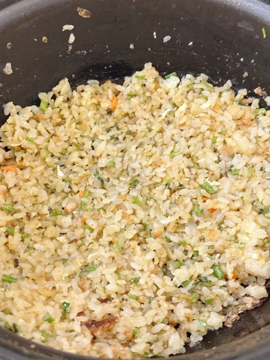 Close-up of the golden fried rice