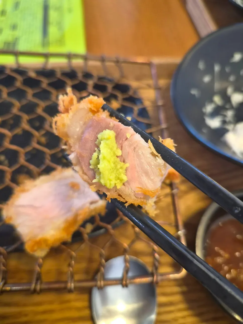 Loin gatsu served with wasabi