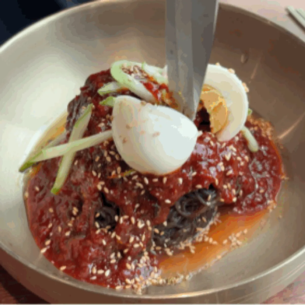 Spicy sauced bibim naengmyeon