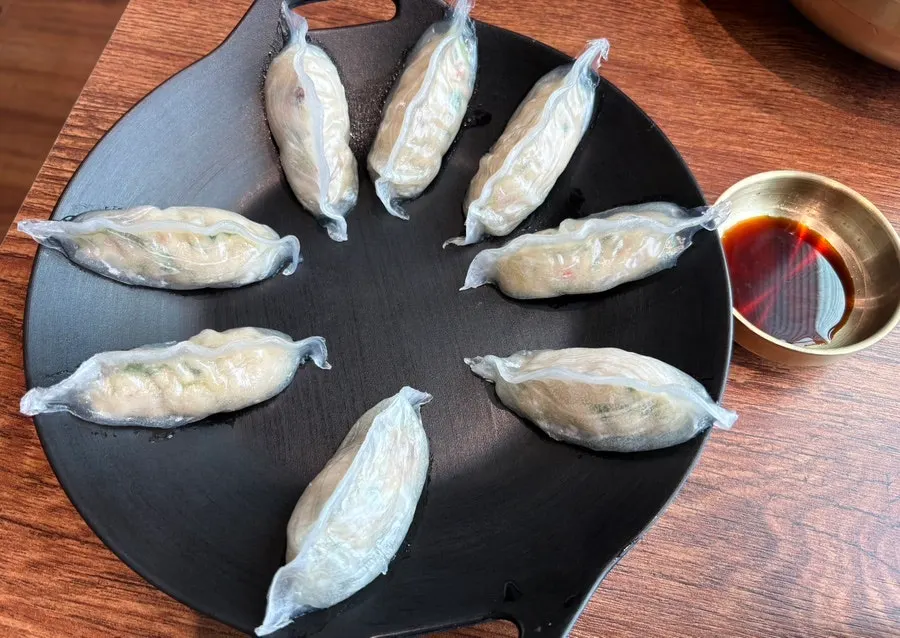 Plate of octopus mandu ordered as a side