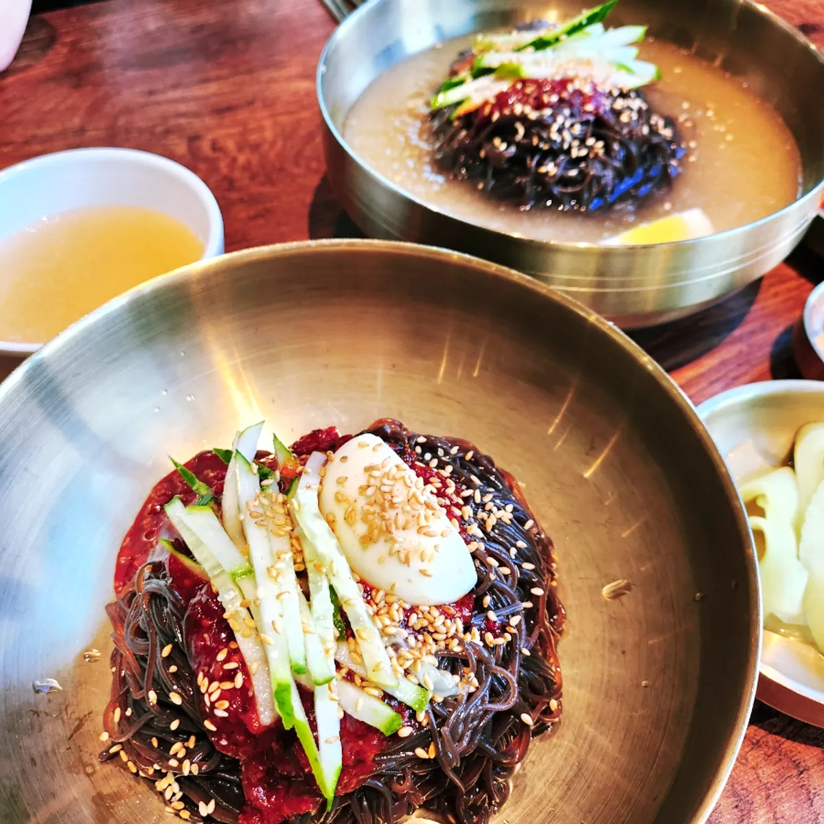 Signature dishes at Naengmyeon Gajun Dongtan Main Branch by Dongtan Lake Park