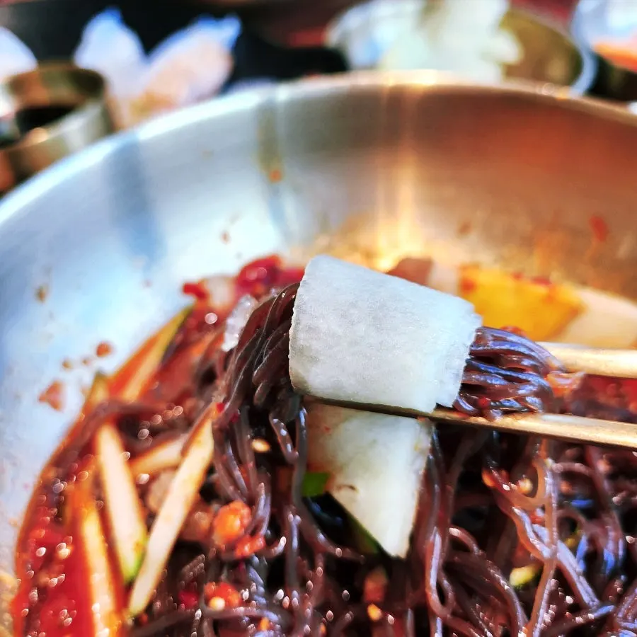 Bibim naengmyeon with chewy noodles