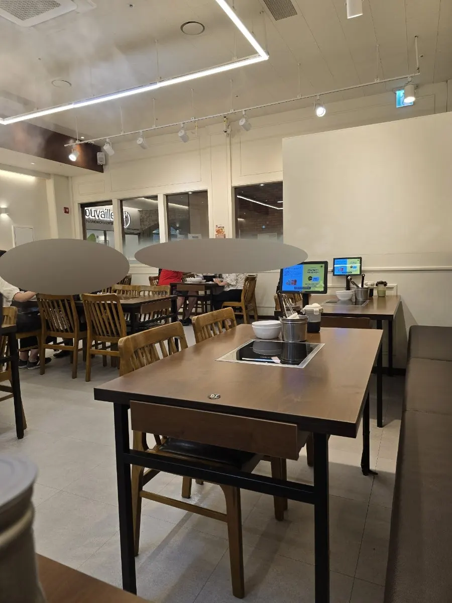 Seating inside the restaurant during weekday lunch hours