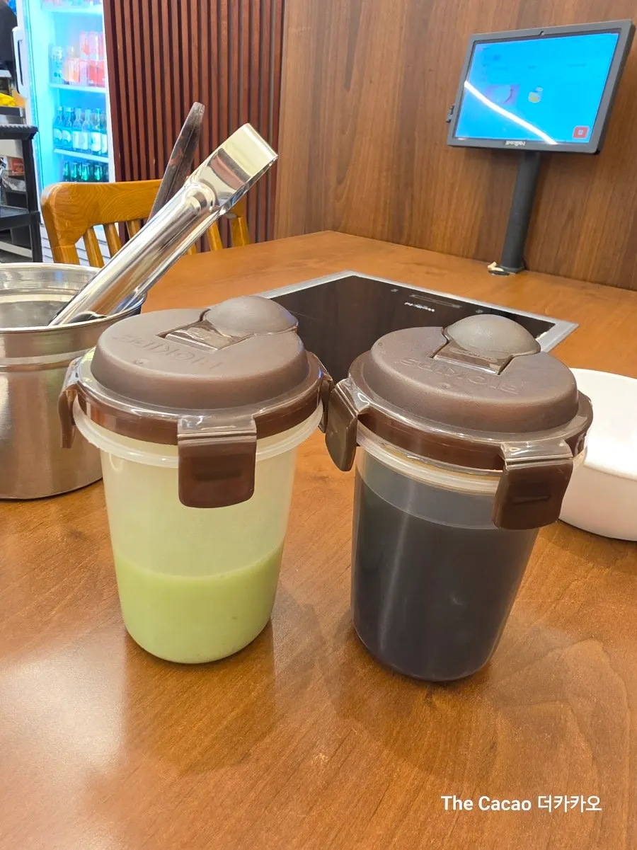Wasabi and soy sauce set on the table