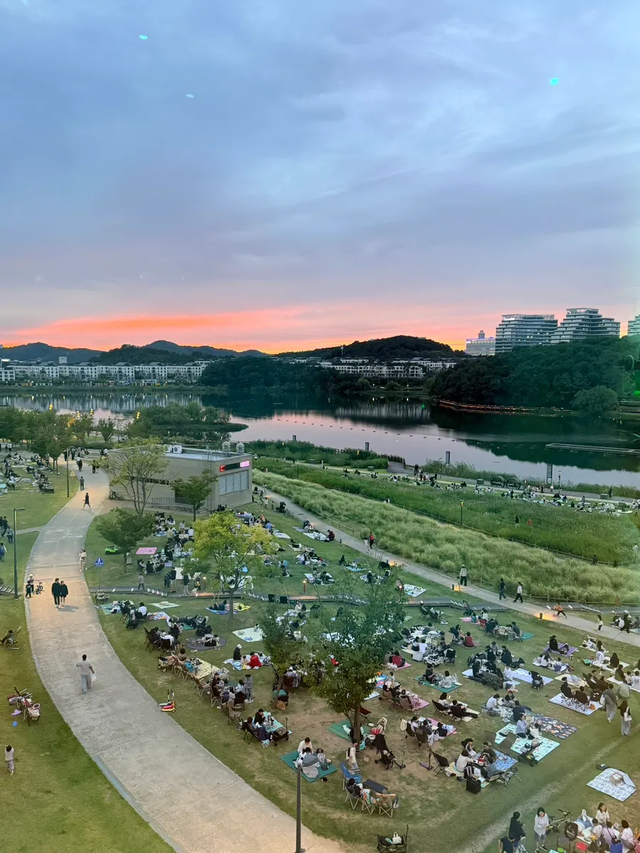 Dongtan Lake Park view seen from the window seat