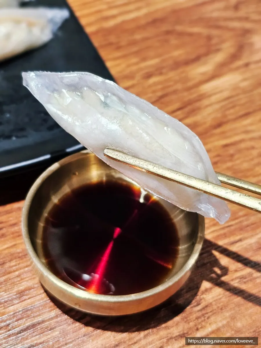 Half plate of octopus mandu with translucent wrappers