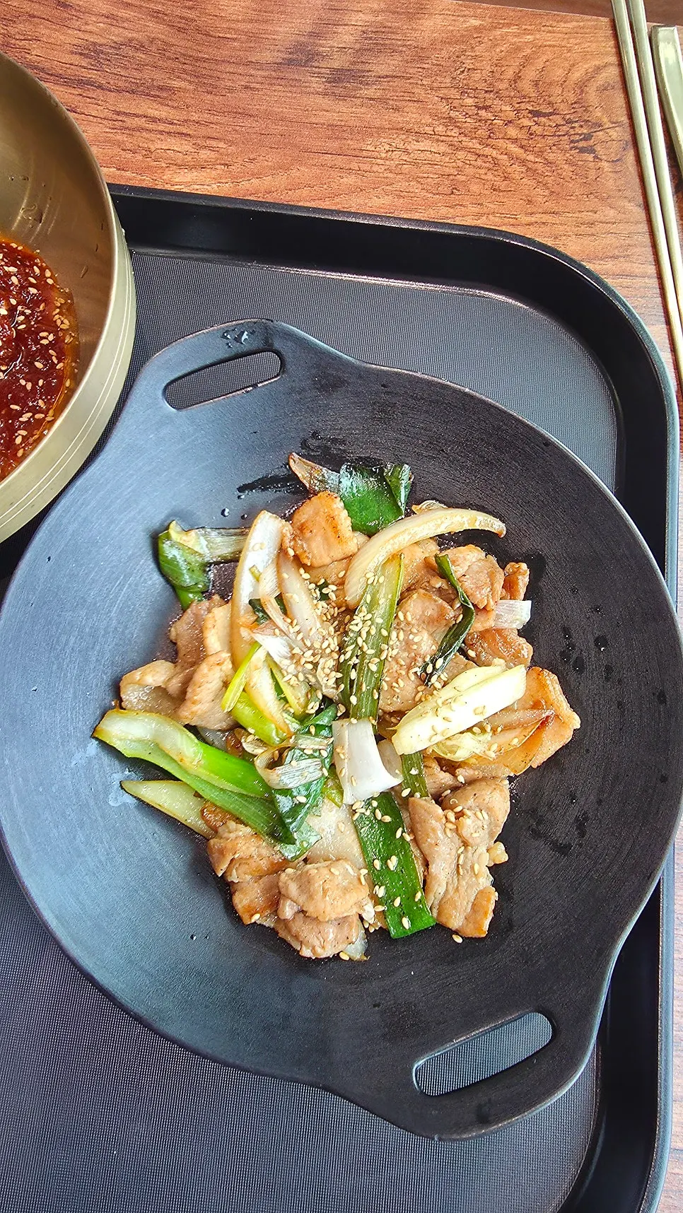 A plate of soy sauce seasoned pork belly