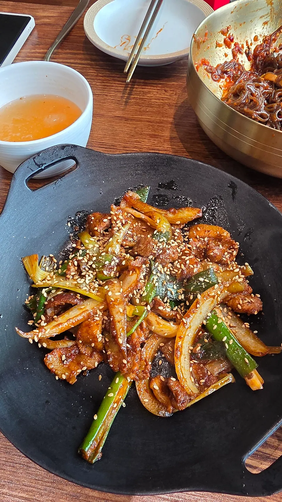 Gochujang pork belly paired with bibim naengmyeon