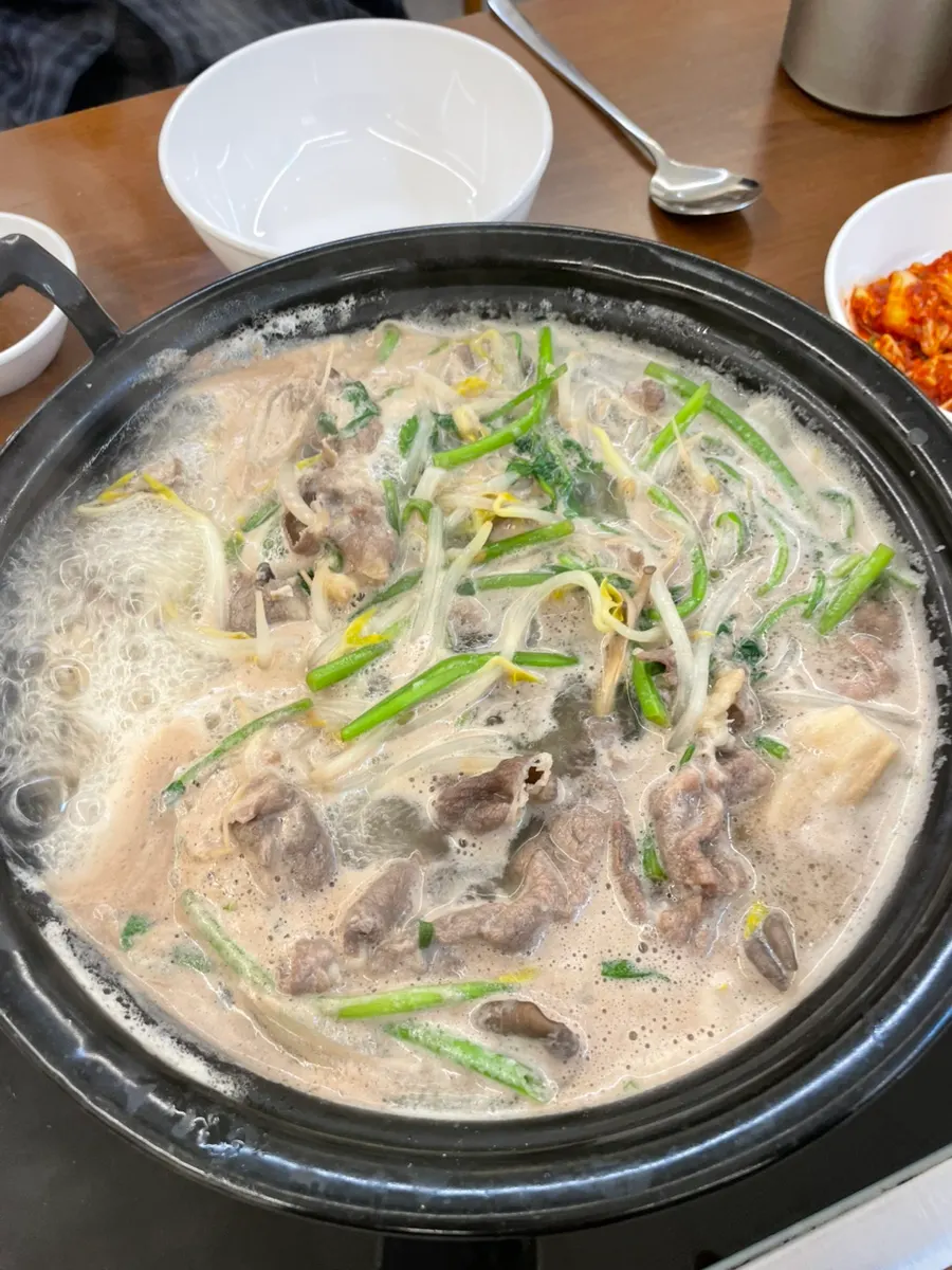 Beef added into the shabu broth