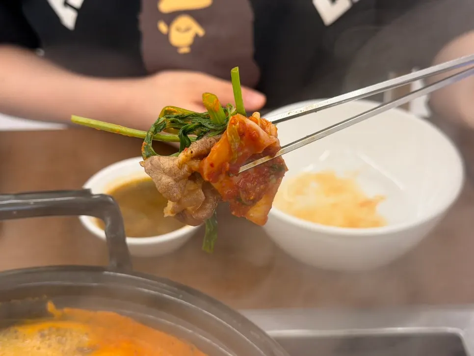 Mushrooms cooked in the boiling broth