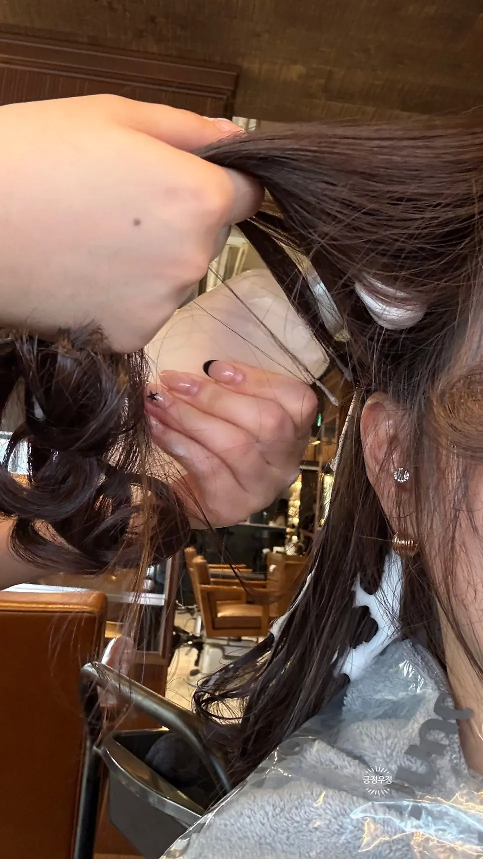 Perm treatment being done with the press method