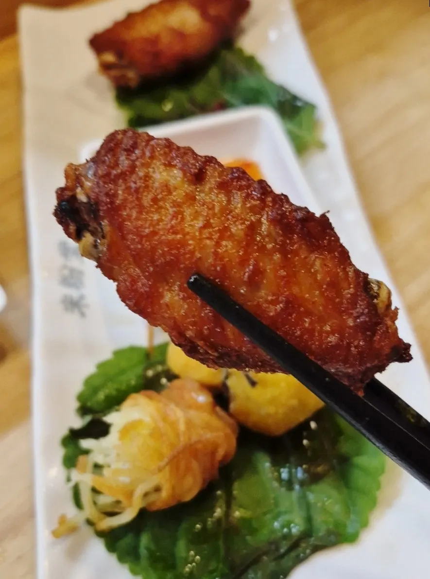 Assorted fried starters with several fried items