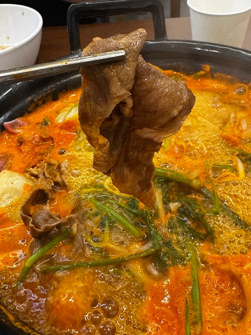Minari aroma melting into the shabu kalguksu broth