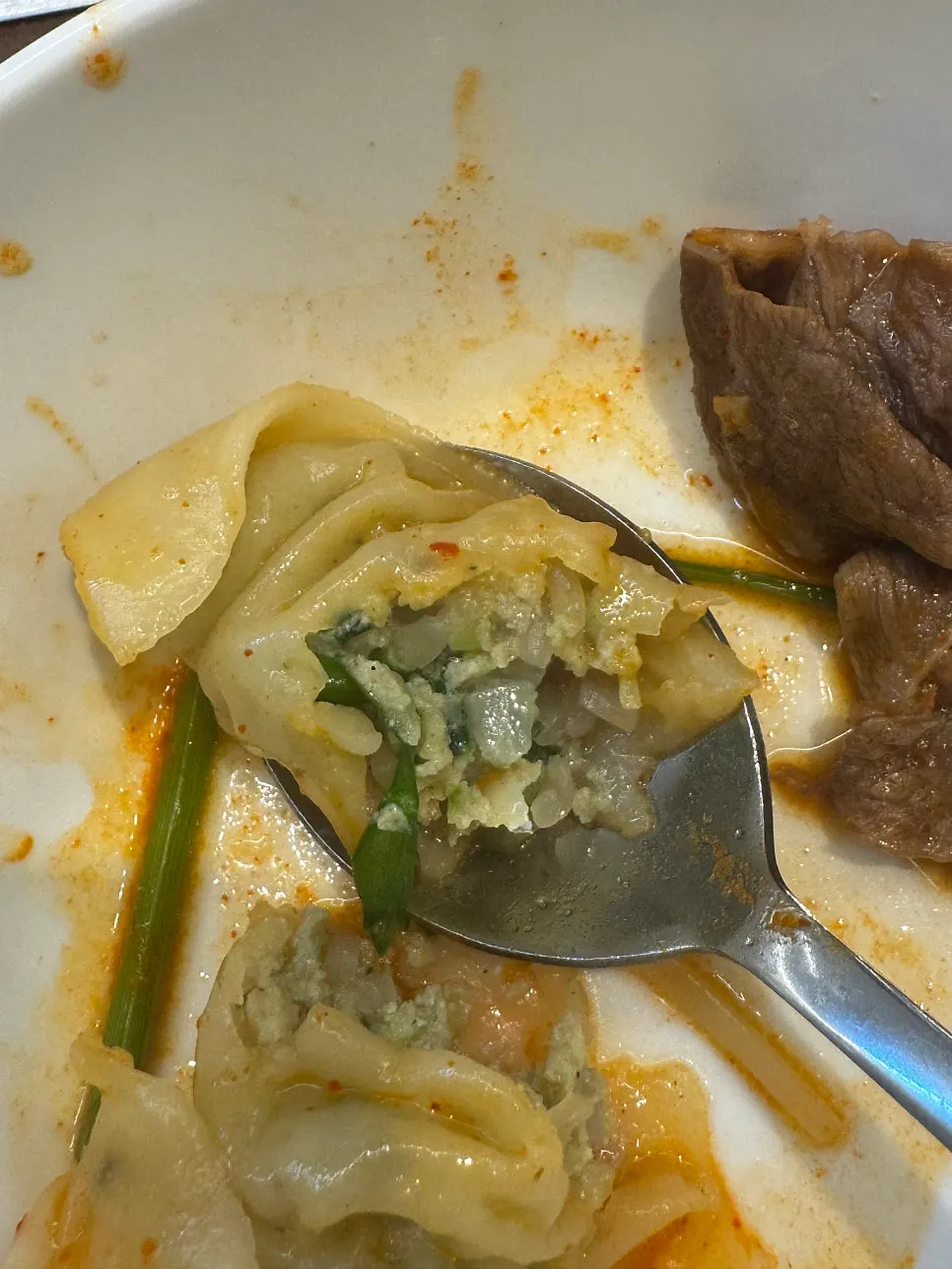 Beef shabu paired with mushrooms and minari