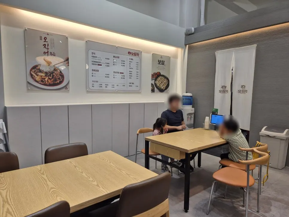 Dining hall with spaced-out tables