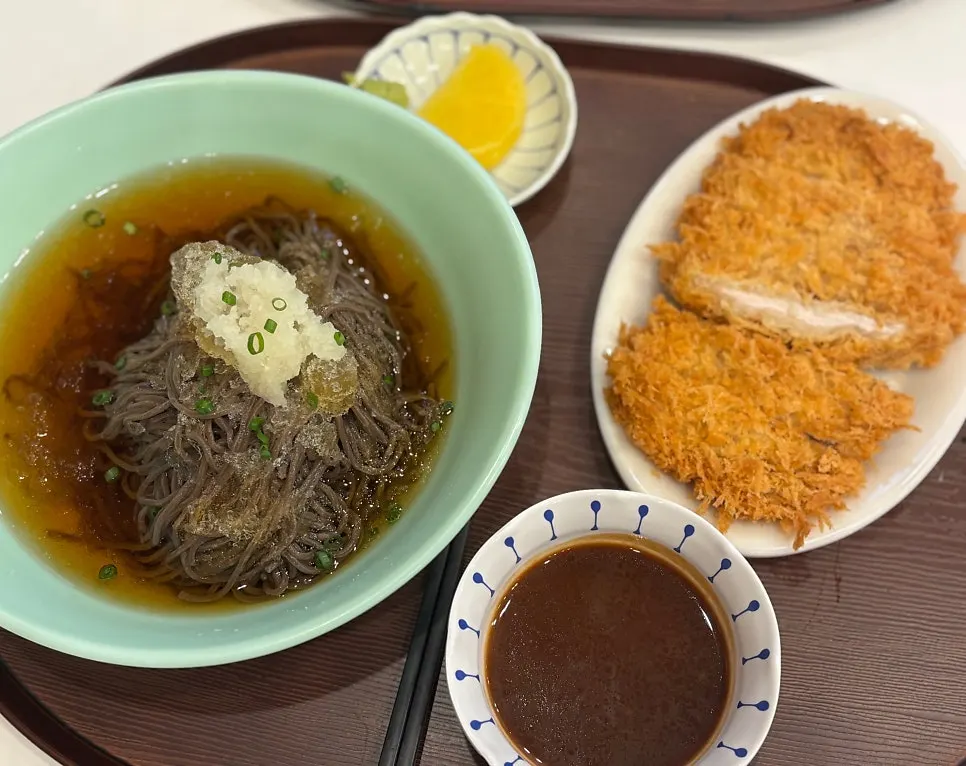 Solo pork cutlet noodle set with cold soba