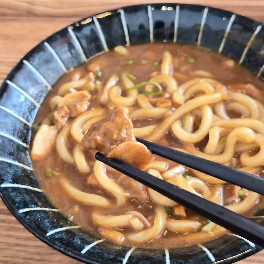 고기가 넉넉히 들어간 카레우동 한 그릇