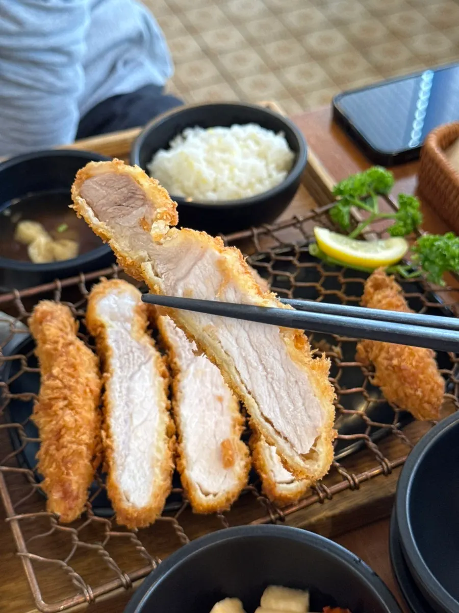두툼한 특등심카츠 단면 클로즈업