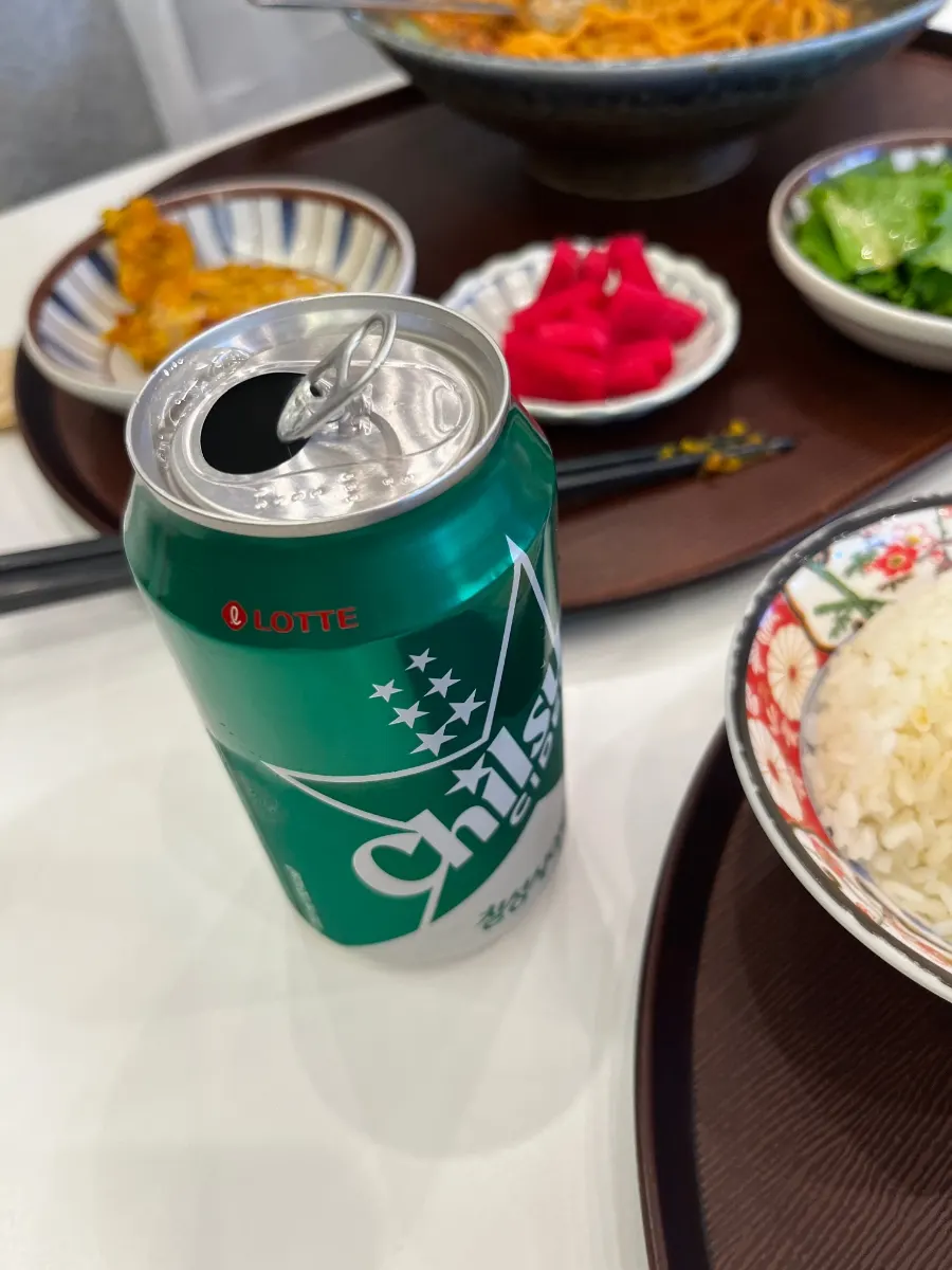 Complimentary cider served during the meal