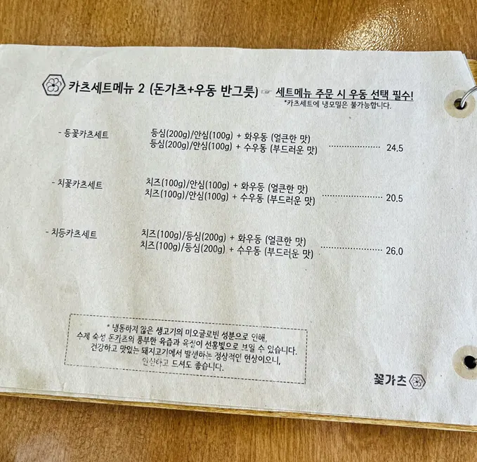 Menu board listing udon and cold soba sets