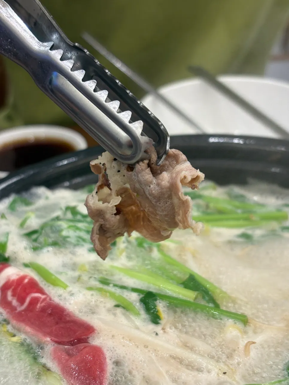 Cooked shabu beef with minari