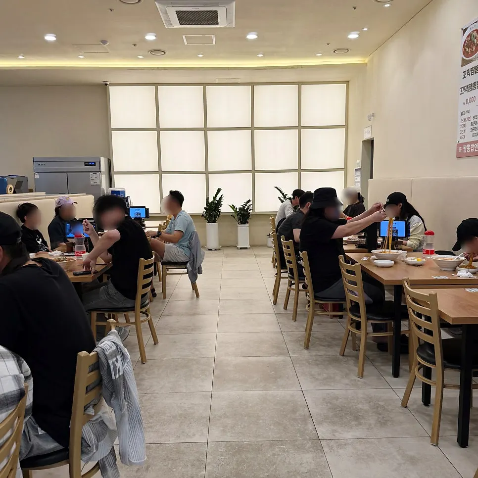 Interior with customers eating on Sunday evening