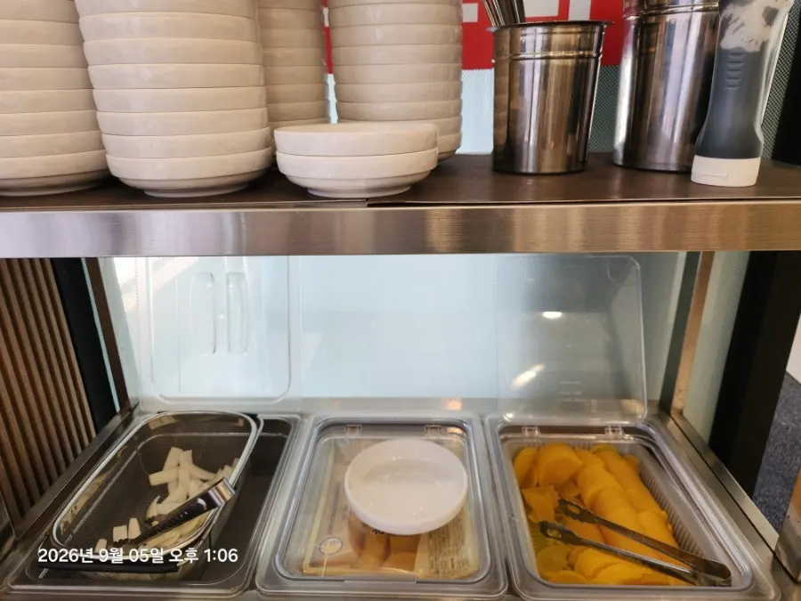 Clean dining hall and solo seating