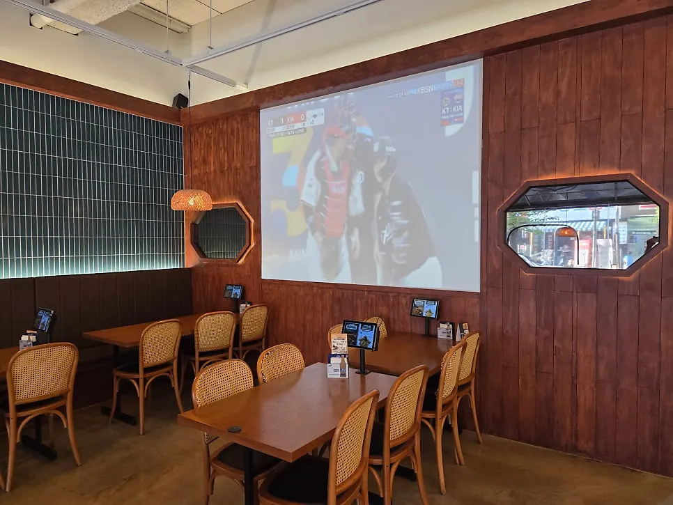 Front of the bar with its newtro vibe