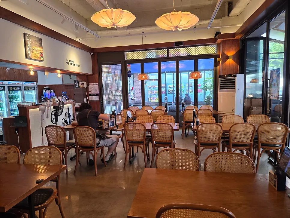 Spacious interior with a large screen installed