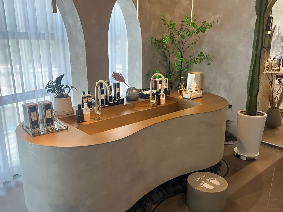 Temple-inspired interior at Juno Hair