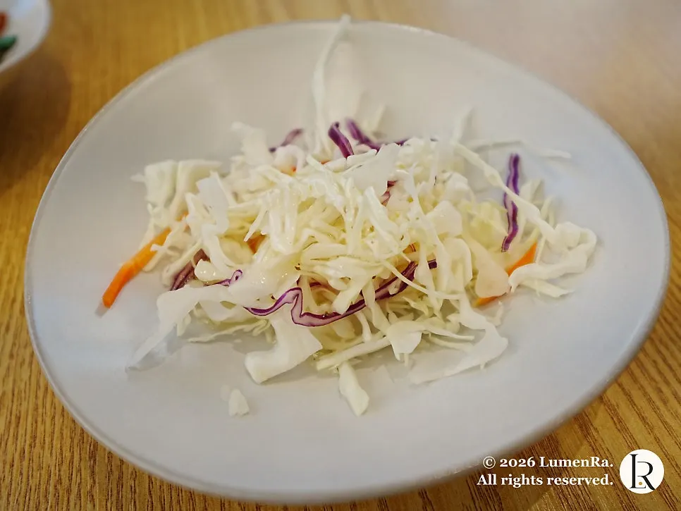 Cabbage salad and bean sprout side dishes