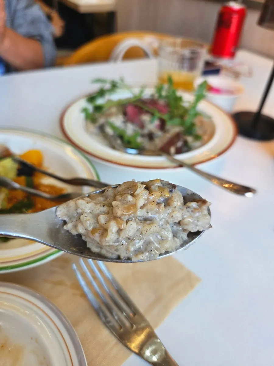 Creamy risotto and steak pairing
